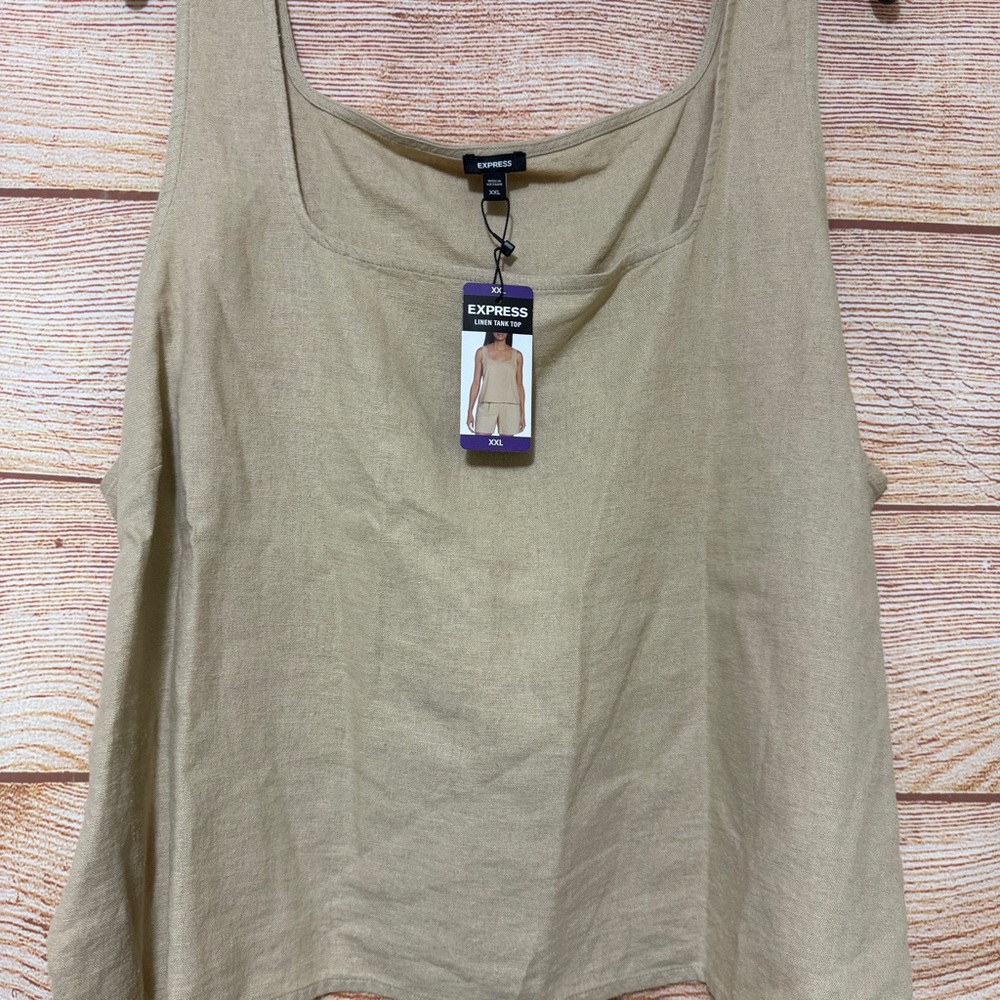 Express Linen Tank Top Cream‎ Size XL or XXL - Picture 4 of 11